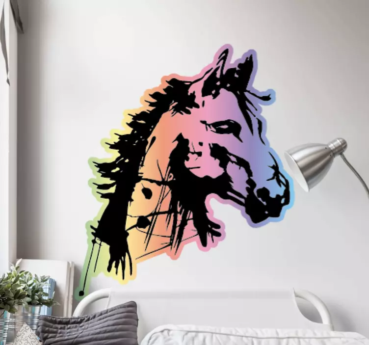 Cat sticker colorful horse head - TenStickers