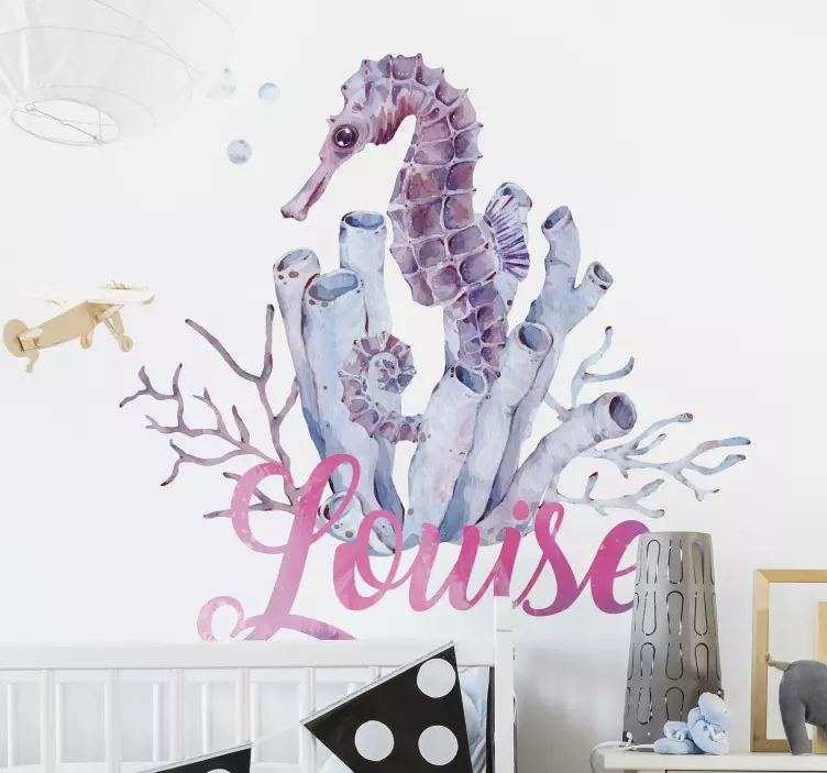 Cat sticker seahorse coral personalization - TenStickers