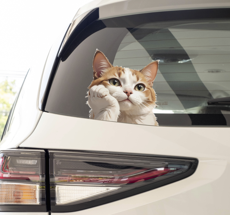 cat thinking car sticker - TenStickers