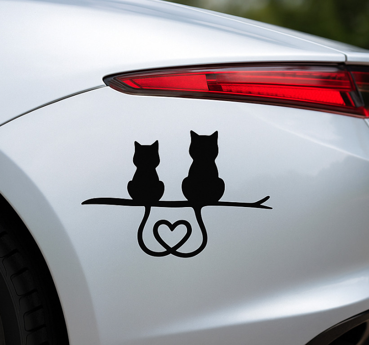 Car sticker cats tail heart - TenStickers