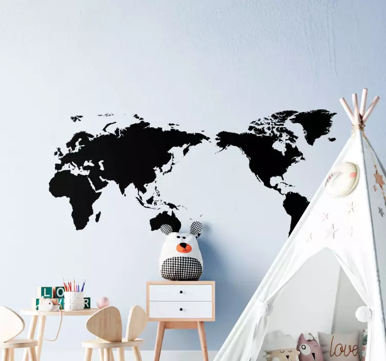 Chalkboard world map write on sticker - TenStickers