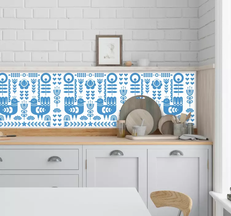 Charming Folk Motifs wall border sticker - TenStickers