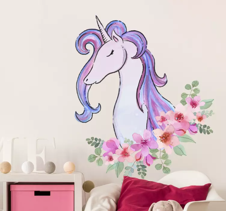 Charming Unicorn Head cat sticker - TenStickers
