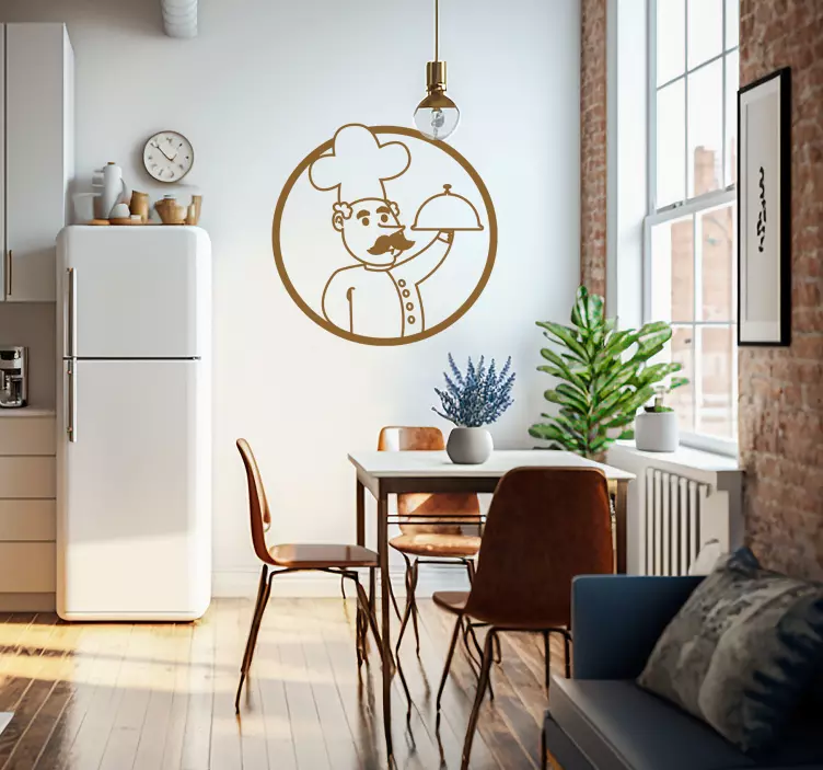 chef drawing kitchen wall sticker - TenStickers