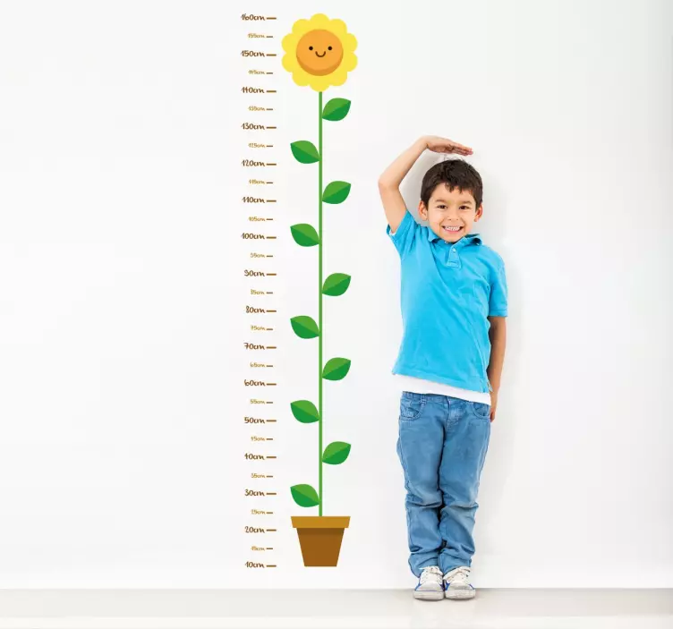 Child Flower Height Measurement Wall Sticker - TenStickers