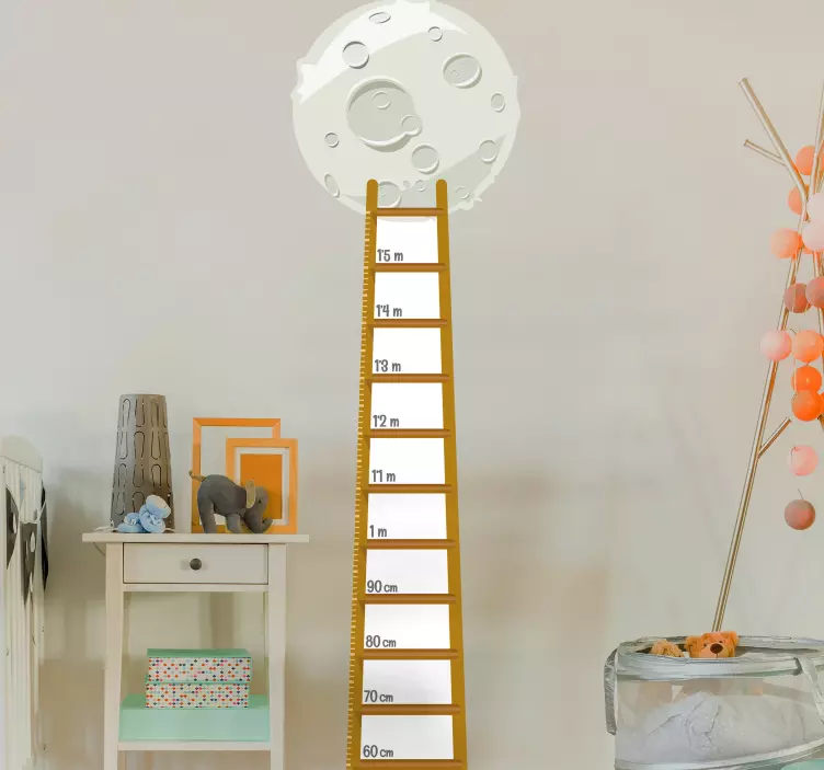 Children's moon stair gauge height chart decal - TenStickers