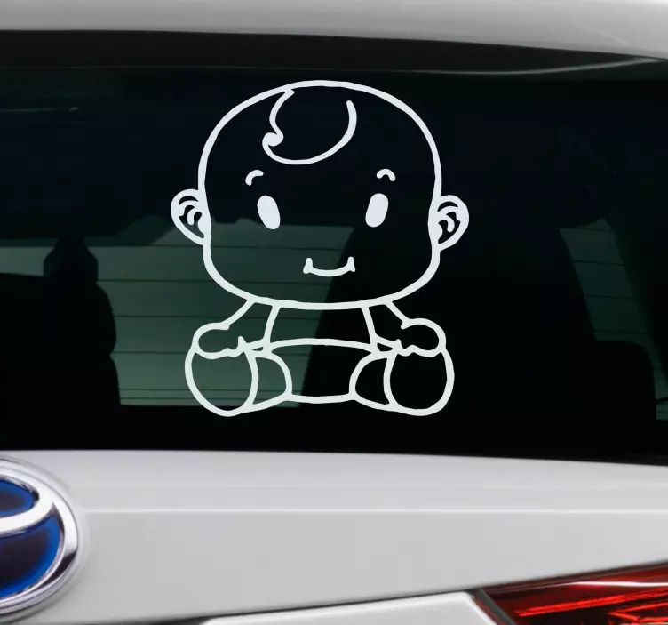 Hand drawn baby on board sticker - TenStickers