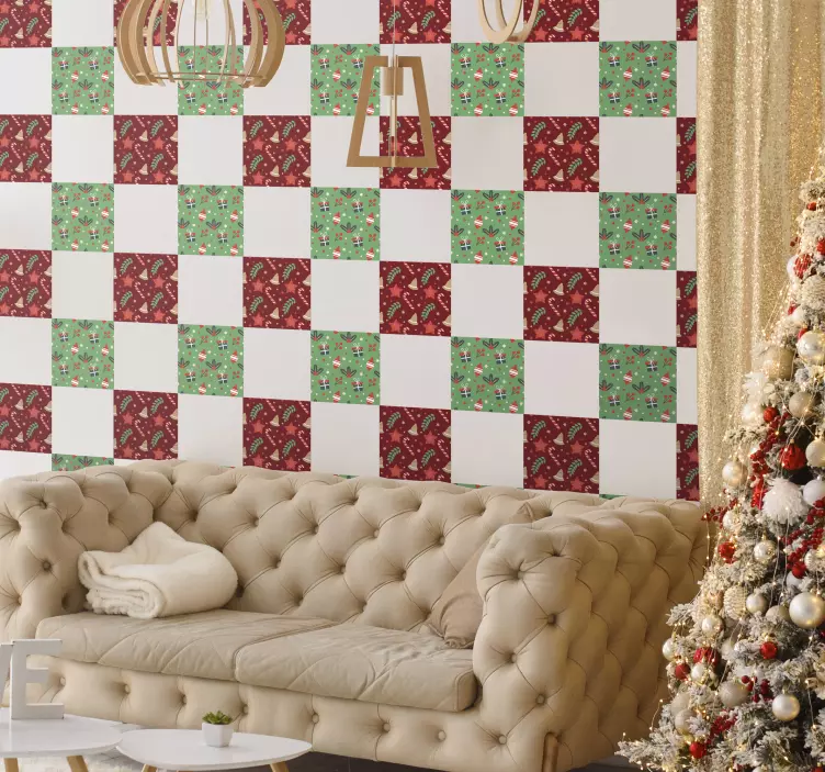 Christmas candy pattern tile sticker - TenStickers