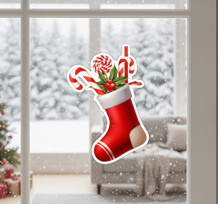 Christmas sticker stockings candy gifts - TenStickers
