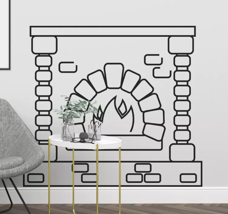 Classic drawn fireplace wall Sticker - TenStickers