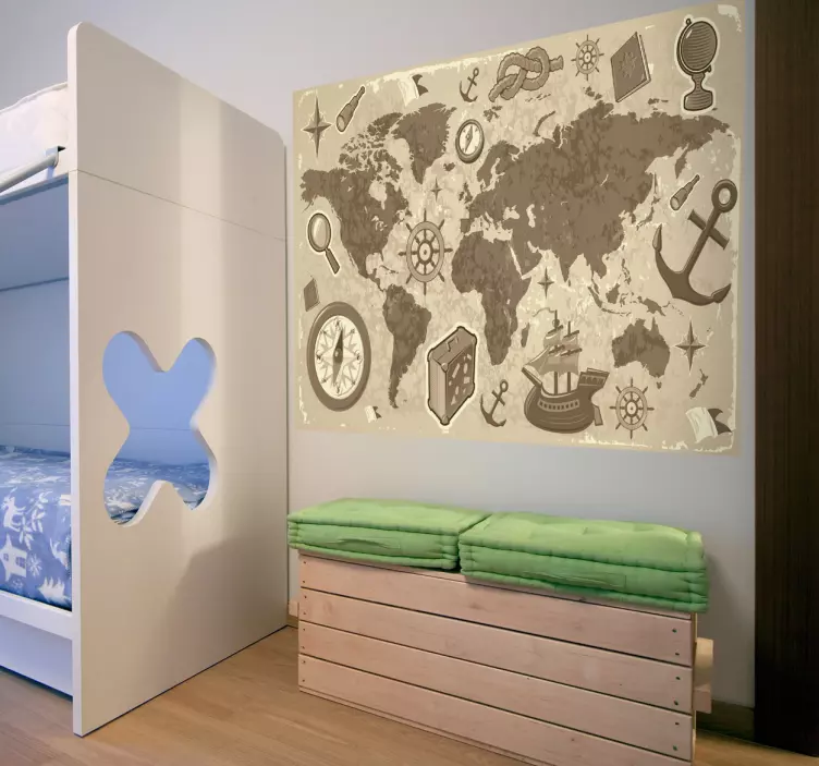 Classic Travel Map Kids Sticker - TenStickers