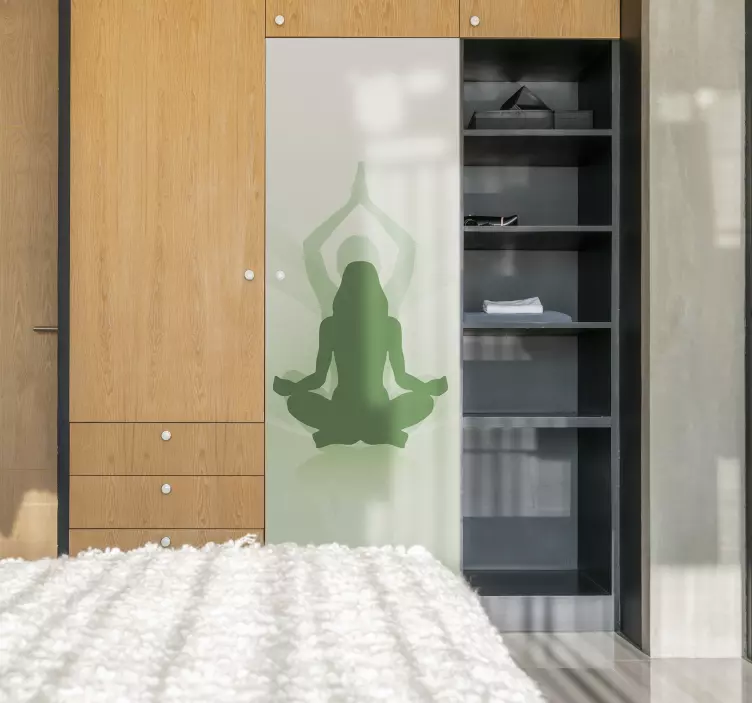 Closet door with yoga furniture sticker - TenStickers