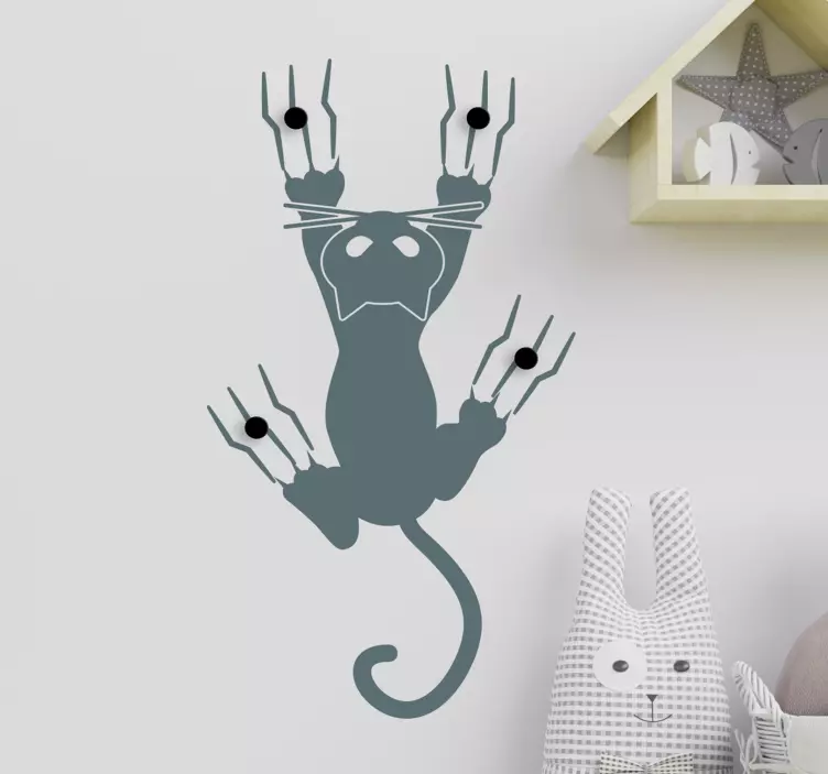 Coat rack cat coat hanger sticker - TenStickers