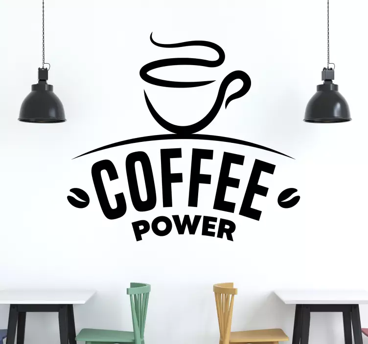 coffee quote coffee power text wall sticker - TenStickers
