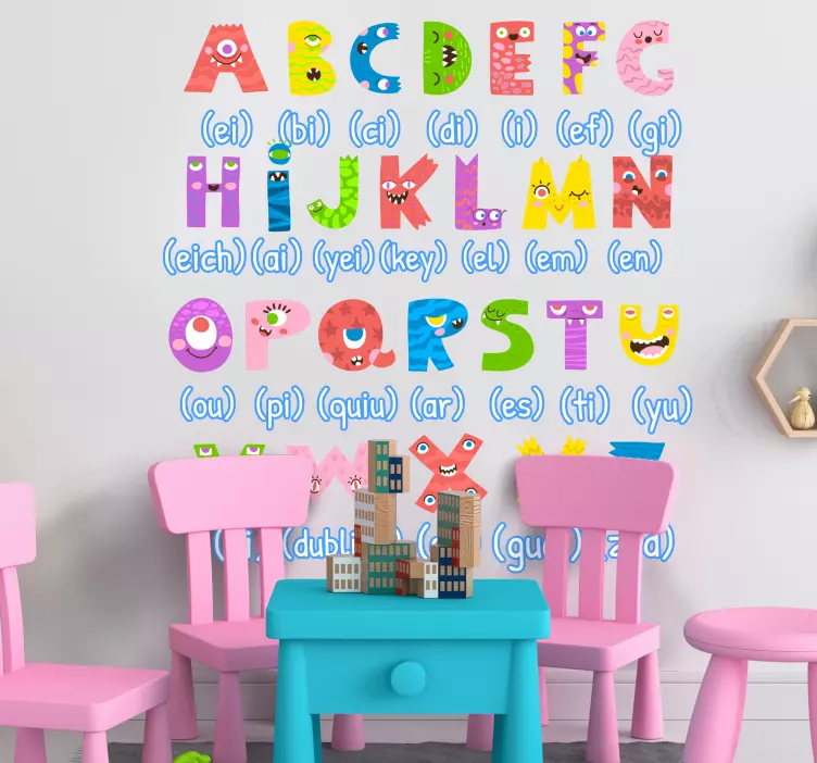 Colorful monsters in English abc wall stickers - TenStickers