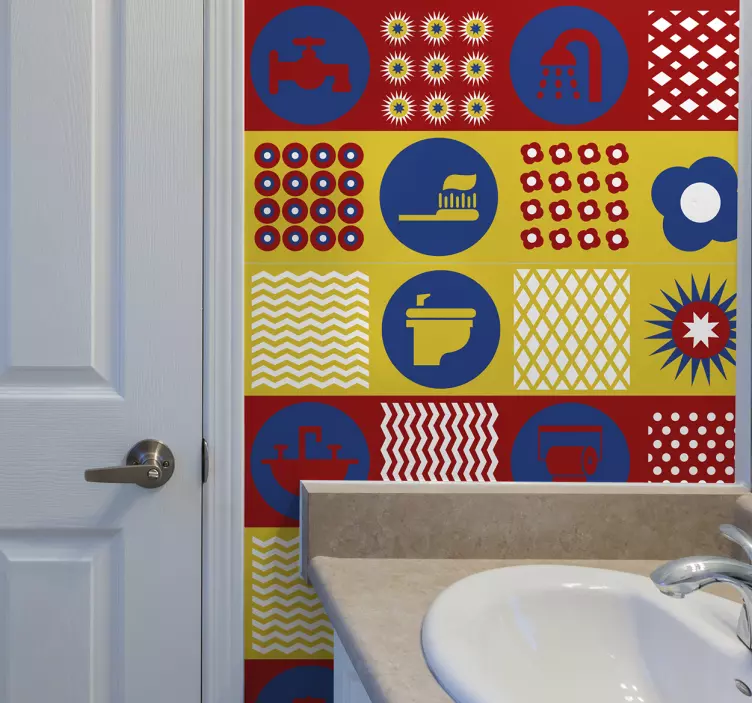 Colorful Bathroom Symbols location sticker - TenStickers
