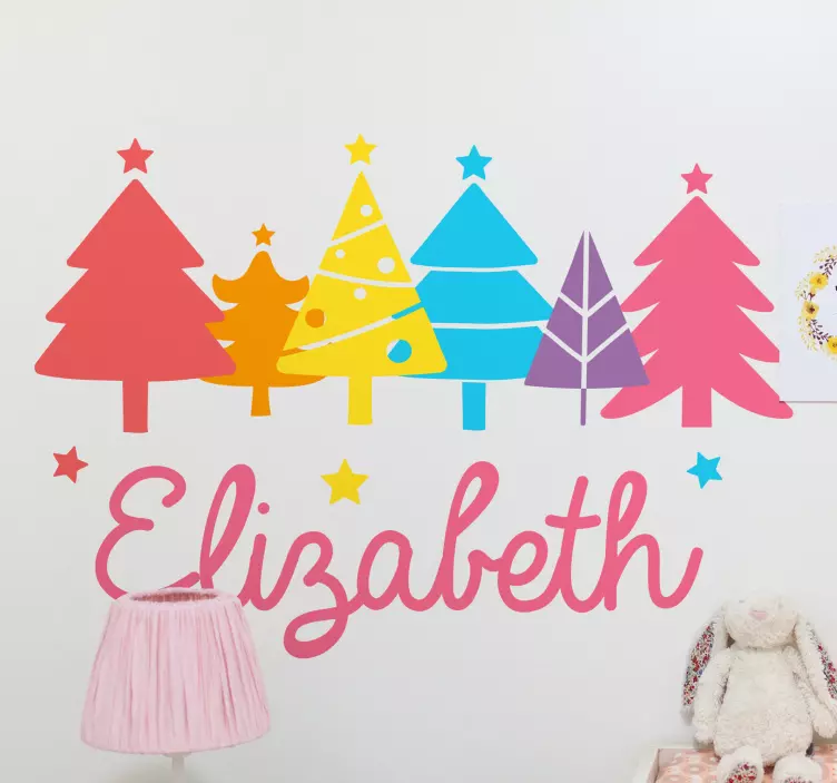 Colorful christmas trees tree wall sticker - TenStickers