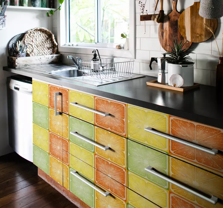 Colorful citrus texture  furniture sticker - TenStickers