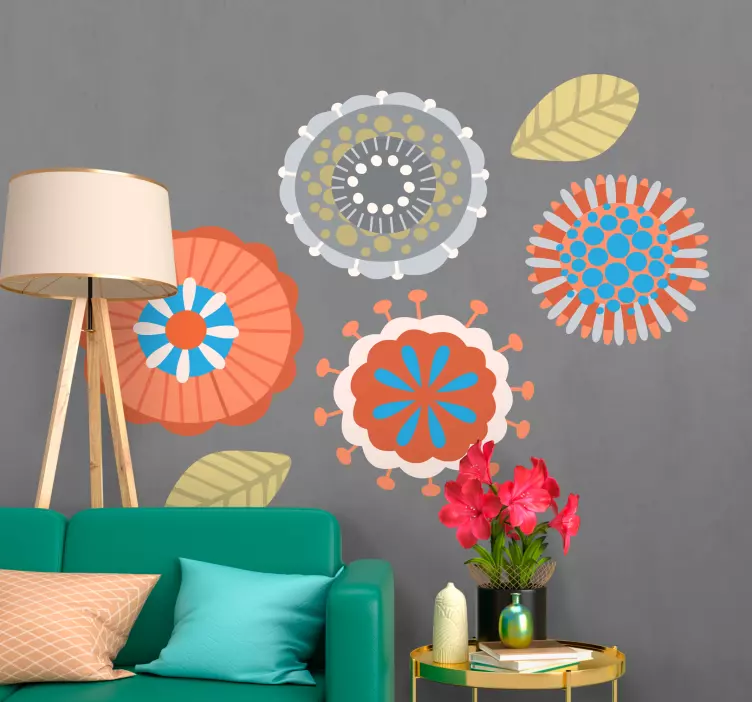 Colorful Floral Shapes flower wall sticker - TenStickers