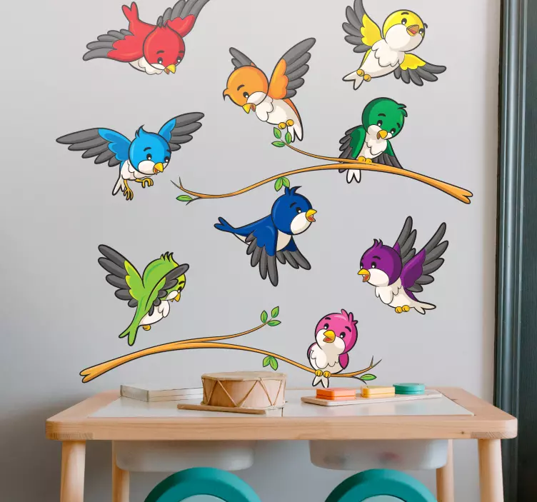 Colorful flying design bird sticker - TenStickers