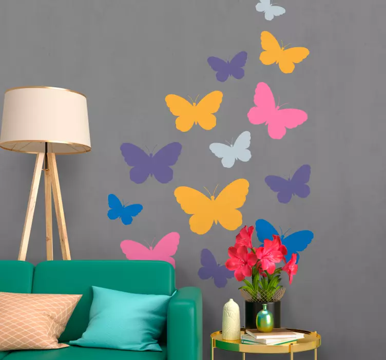 Colorful flying upwards butterfly wall sticker - TenStickers