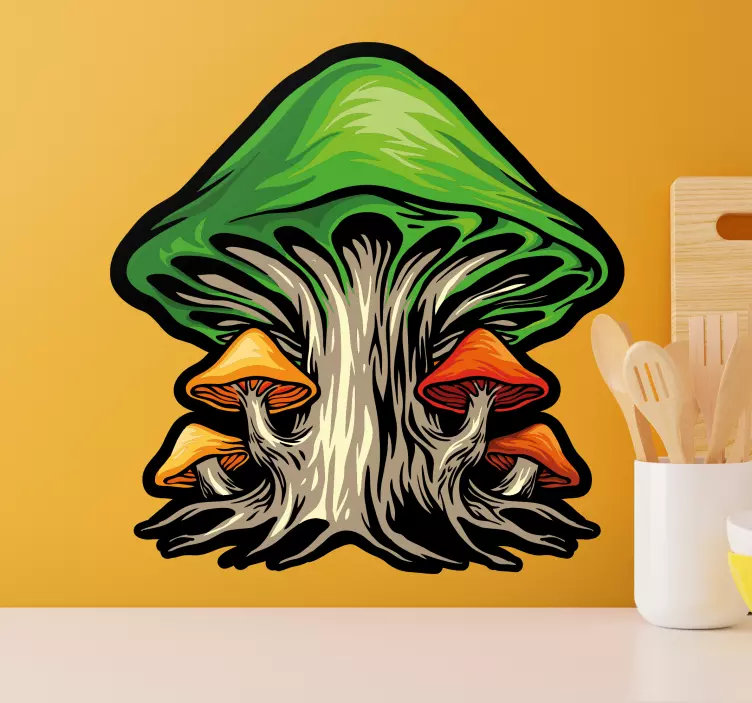 Colorful Mushroom Cluster plant sticker - TenStickers