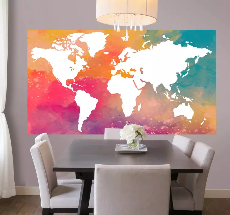 Colorful World Map location sticker - TenStickers