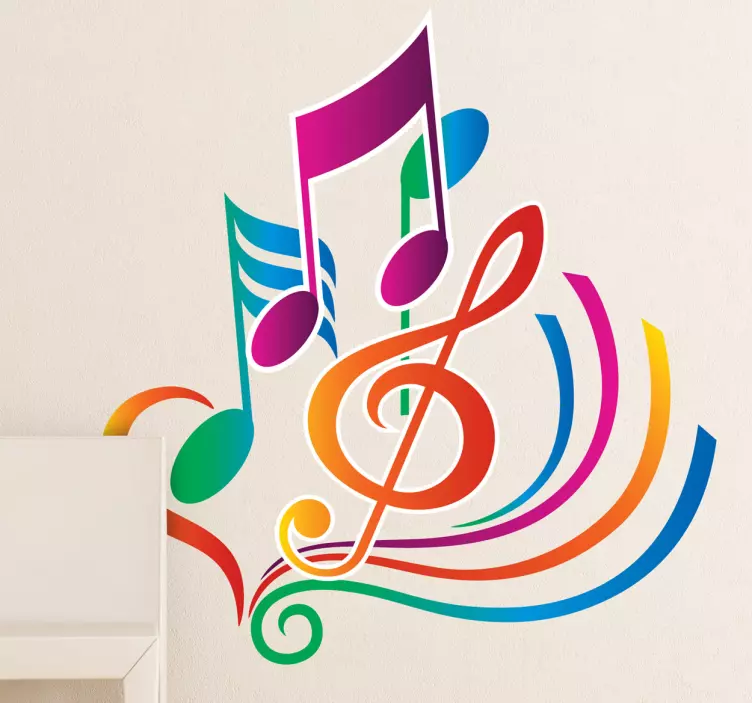 Colourful Musical Notes Vinyl Sticker - TenStickers