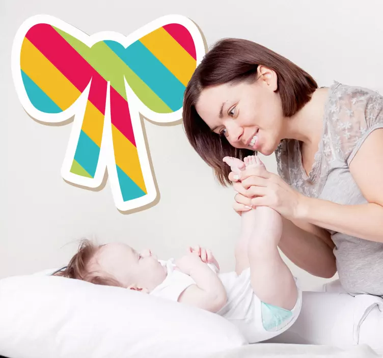 Colourful Striped Bow Sticker - TenStickers