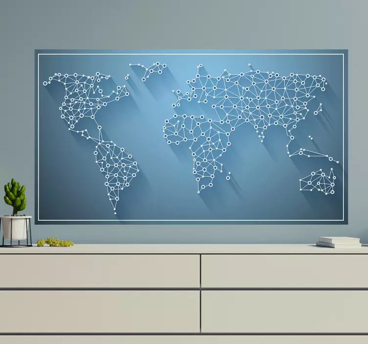 Connected World Network map wall sticker - TenStickers
