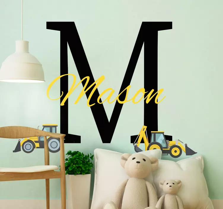Construction Theme Initial kid's sticker - TenStickers