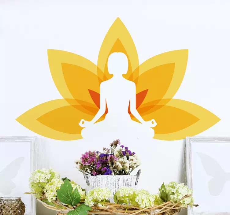 Contemplative Lotus Sculpture nature wall sticker - TenStickers