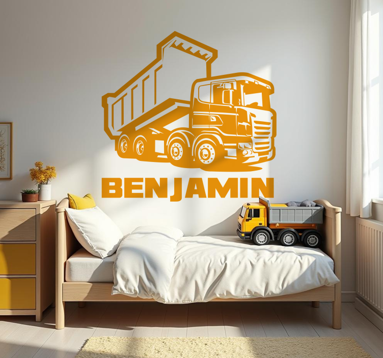 contruction truck with name toy decal - TenStickers