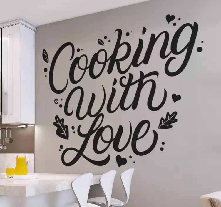 cooking with love kitchen quotes kitchen decal - TenStickers
