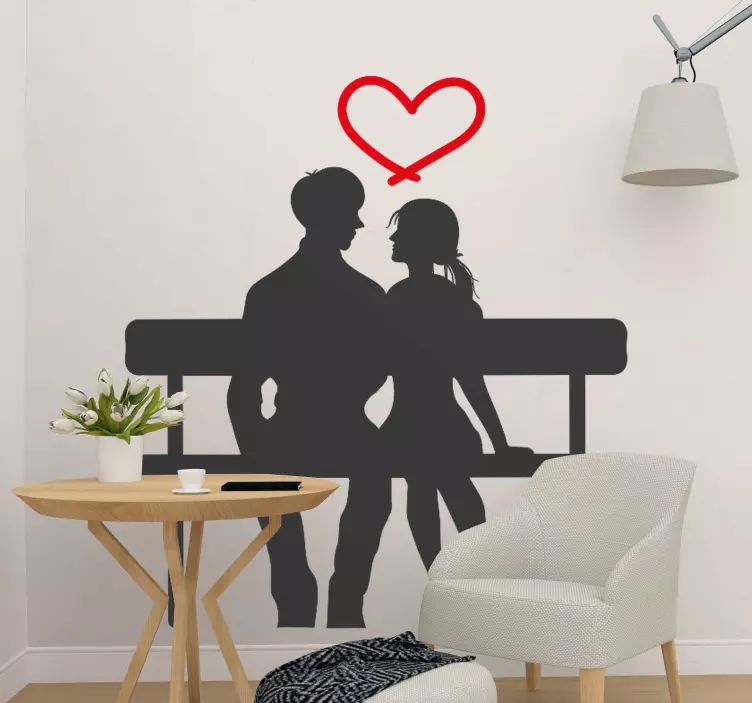 Couple on bench love sticker - TenStickers