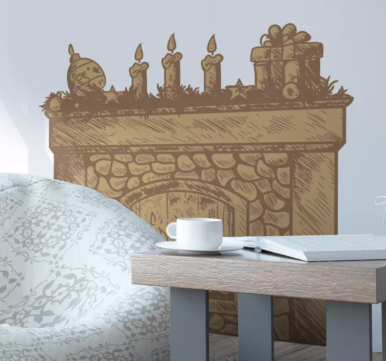Cozy Mantel Decor living room wall sticker - TenStickers