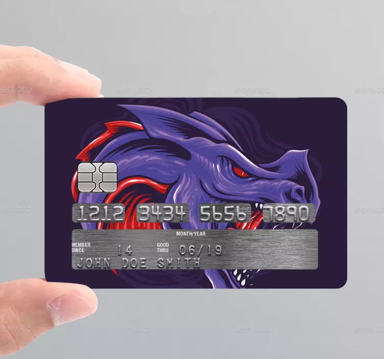 Credit card sticker menacing dragon head - TenStickers