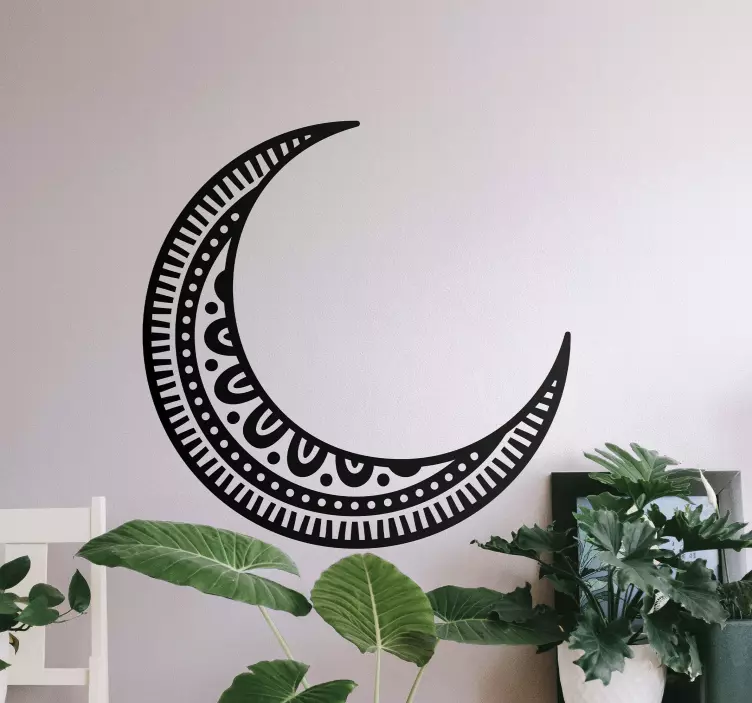 Crescent moon mandala style wall decal - TenStickers