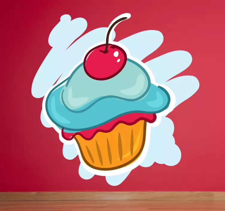 Cup cake and cherry wall decal - TenStickers