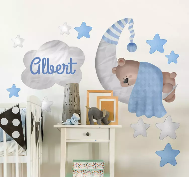 Customisable Sleepy Bear Children's Sticker - TenStickers