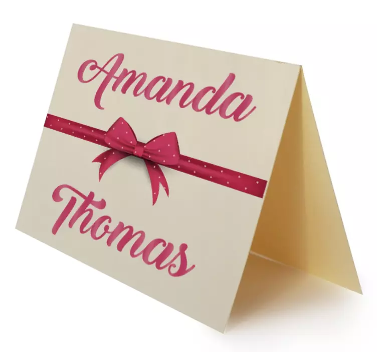 Customisable Wedding Names and Bow Sticker - TenStickers