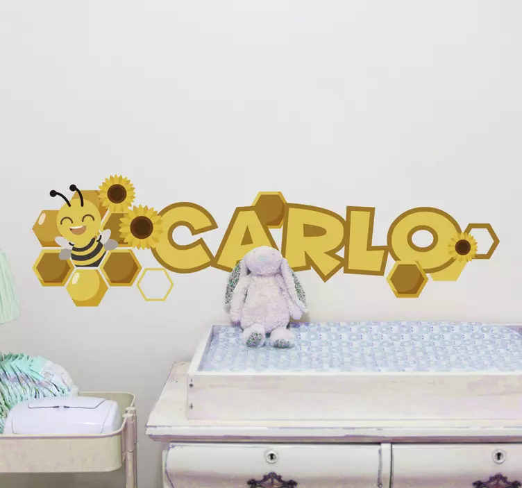 Customized Name with Bee kid's sticker - TenStickers