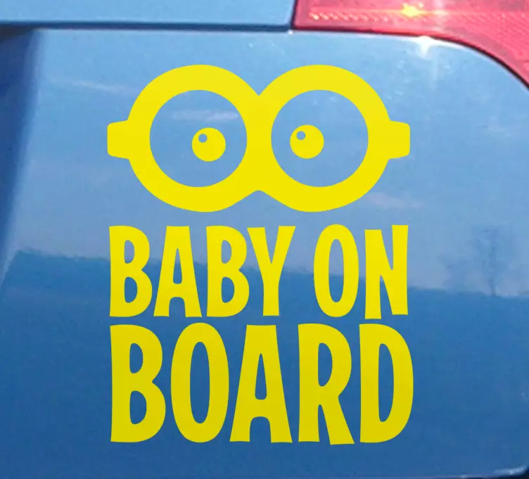 Cute cartoon glasses baby on board sticker - TenStickers