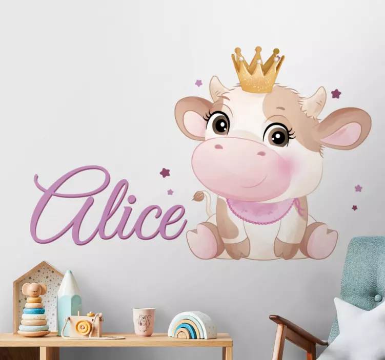 Cute Cow Character kid's sticker - TenStickers