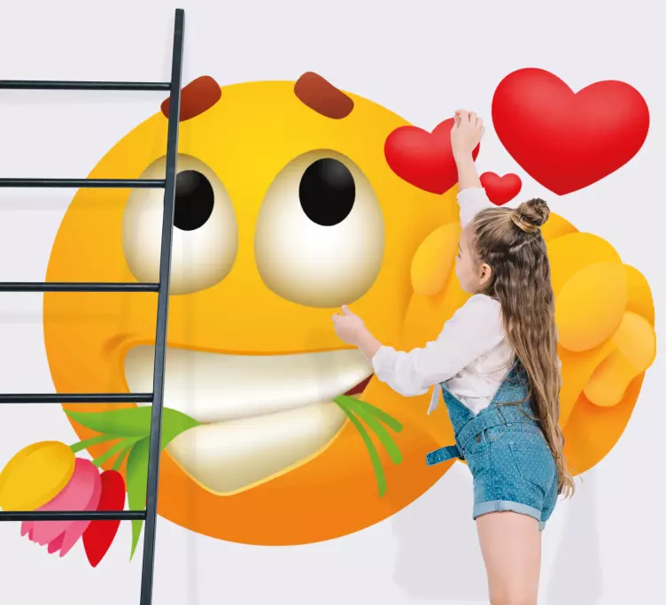 Cute flower face emoji wall sticker - TenStickers
