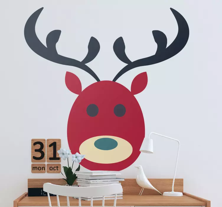 Cute Reindeer Face cat sticker - TenStickers