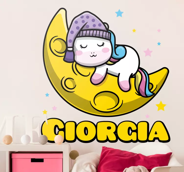 Cute Sleeping Unicorn kid's sticker - TenStickers