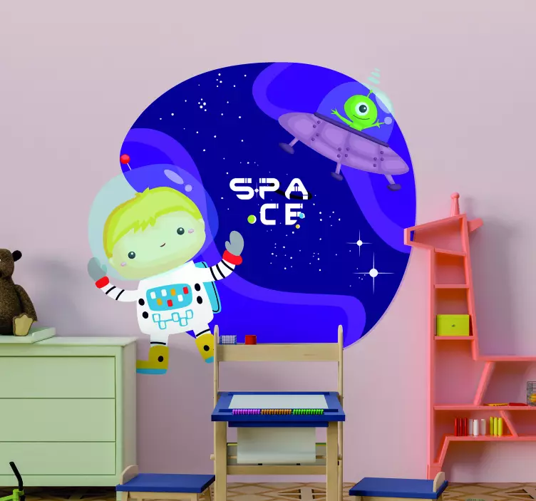 Cute Space Adventure kid's sticker - TenStickers