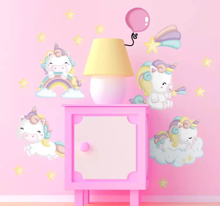 Cute Unicorn Characters kid's sticker - TenStickers