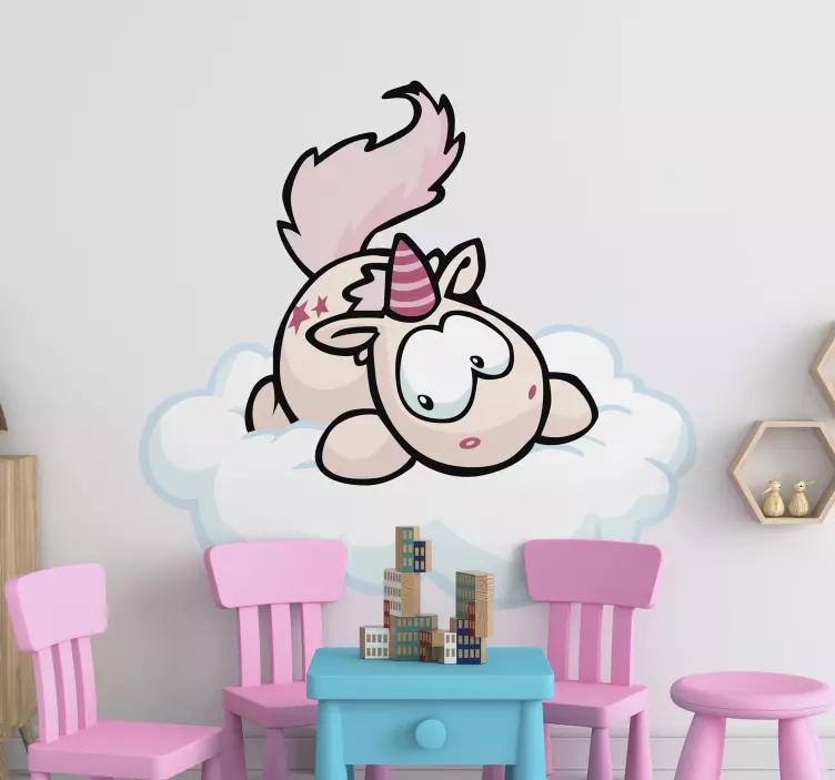 Cute Unicorn Cloud kid's sticker - TenStickers